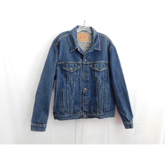 Men Levi Strauss & Co Denim Jacket Biker Blue Cotton Button Breathable Size XL - Picture 4 of 10